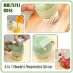 4-in-1 Portable Electric Vegetable Cutter – Chop, Slice, Grate & Mince in Seconds!