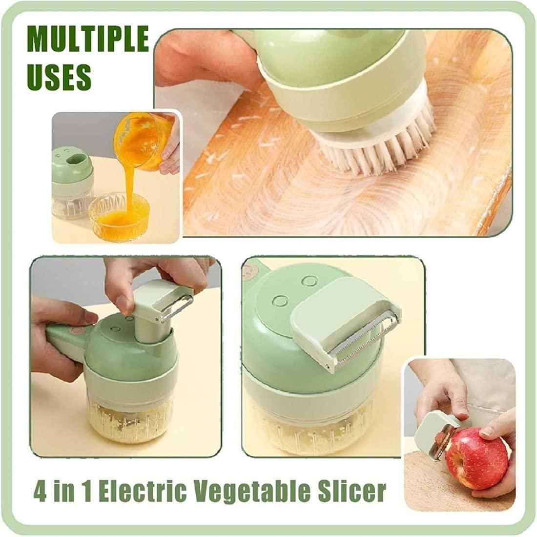 Choprino- 4 in 1 Portable Electric Vegetable Cutter Set-– Chop, Slice, Grate & Mince in Seconds!
