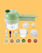 Choprino- 4 in 1 Portable Electric Vegetable Cutter Set-– Chop, Slice, Grate & Mince in Seconds!