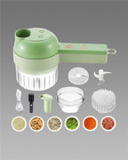 4-in-1 Portable Electric Vegetable Cutter – Chop, Slice, Grate & Mince in Seconds!
