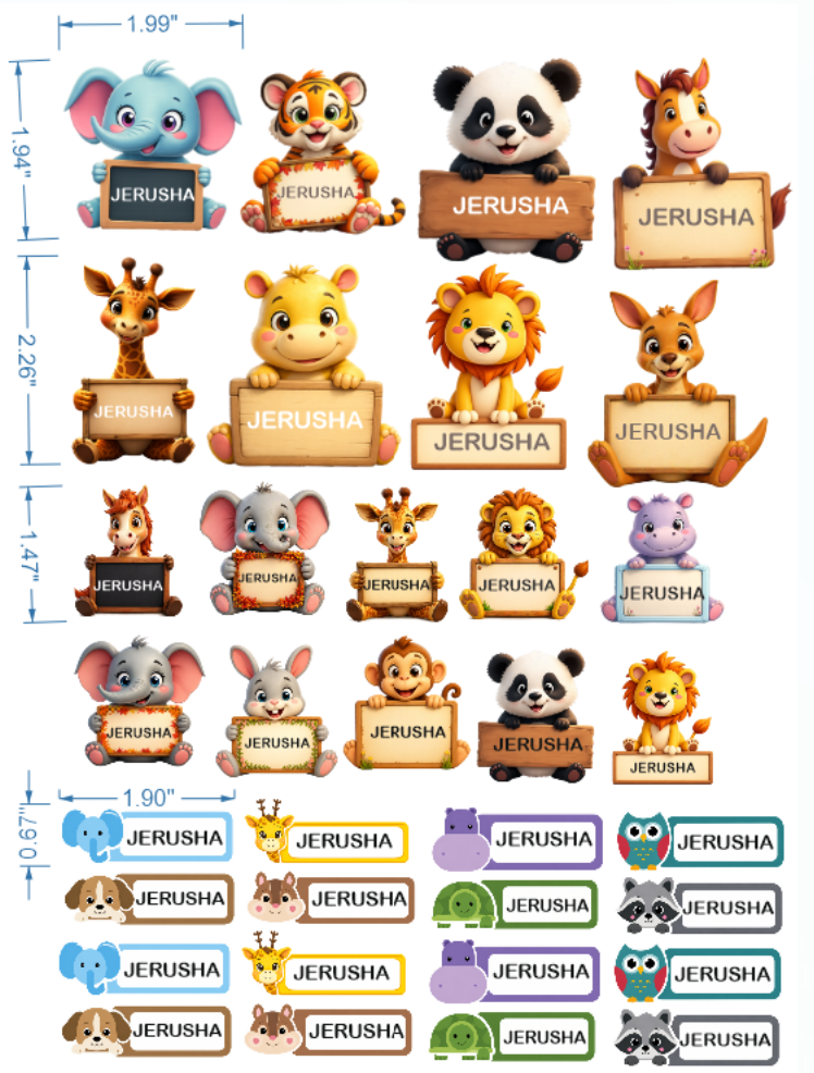 Personalized Kids Name Stickers (3D Waterproof)