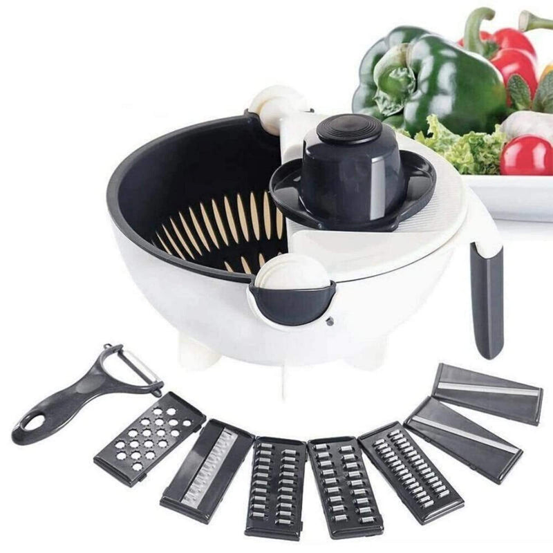 9 in 1 Multifunction Plastic Magic Rotate Vegetable Cutter