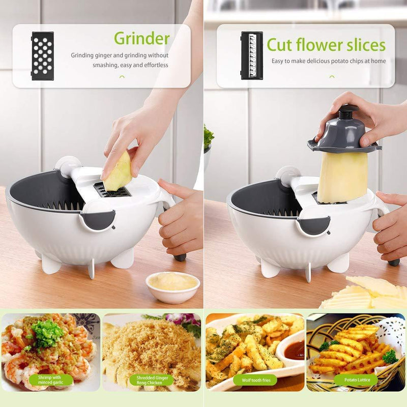 9 in 1 Multifunction Plastic Magic Rotate Vegetable Cutter