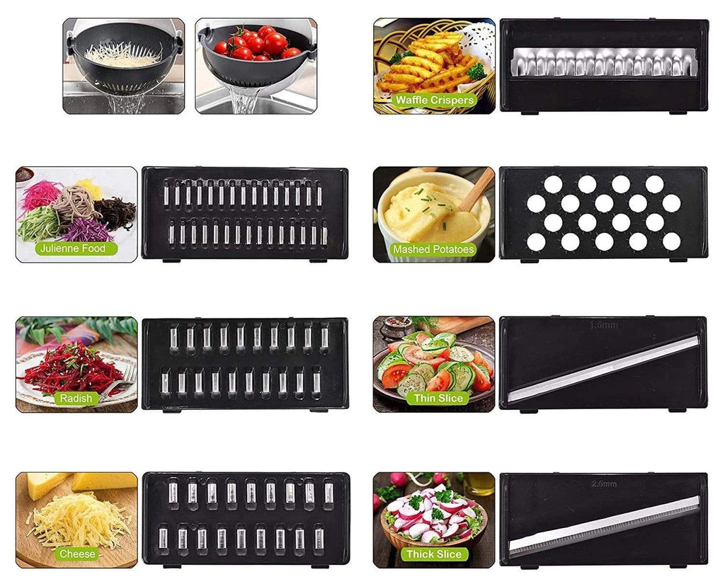 9 in 1 Multifunction Plastic Magic Rotate Vegetable Cutter