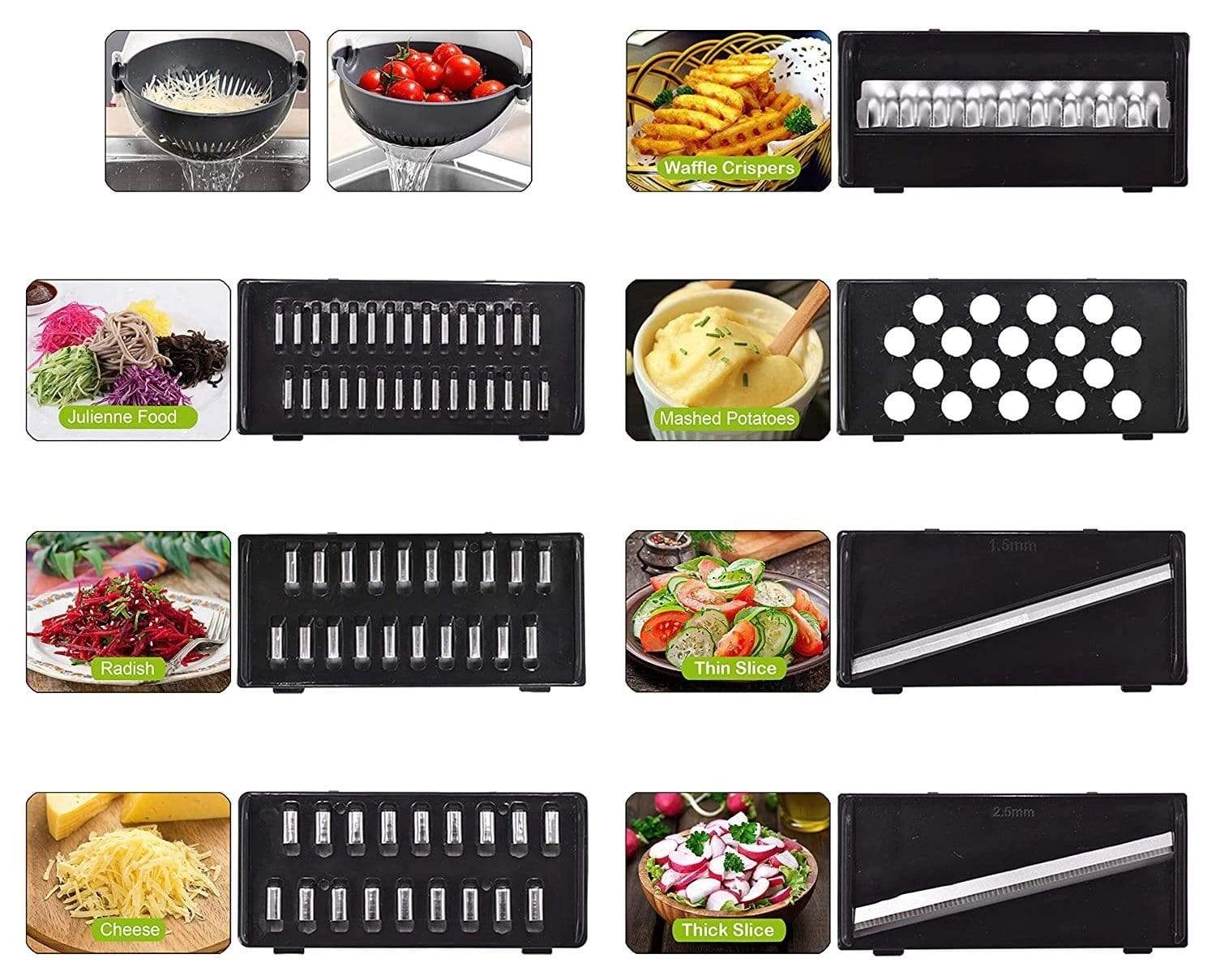 9 in 1 Multifunction Plastic Magic Rotate Vegetable Cutter
