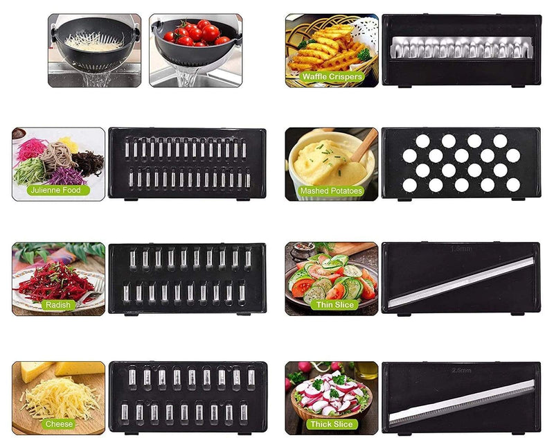 9 in 1 Multifunction Plastic Magic Rotate Vegetable Cutter