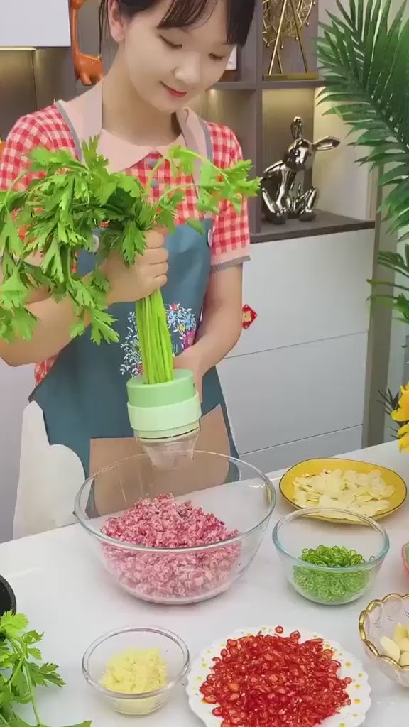 4-in-1 Portable Electric Vegetable Cutter – Chop, Slice, Grate & Mince in Seconds!